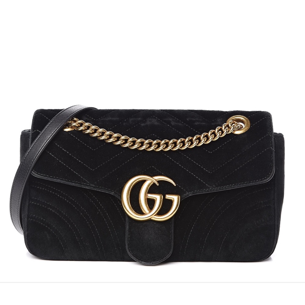 Gucci Velvet Marmont Matelasse Small Shoulder Bag
